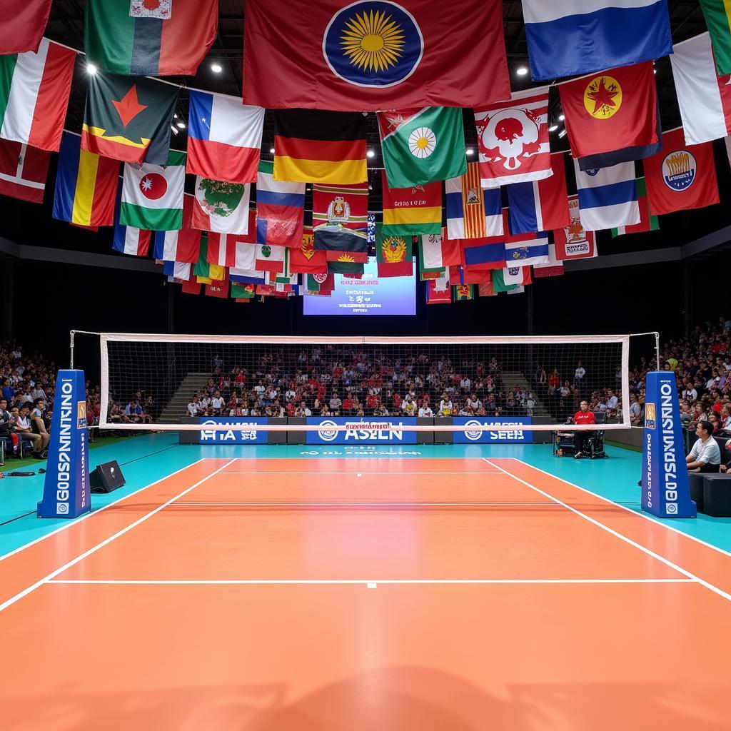 Volleyball court set up for the 18th ASEAN University Games