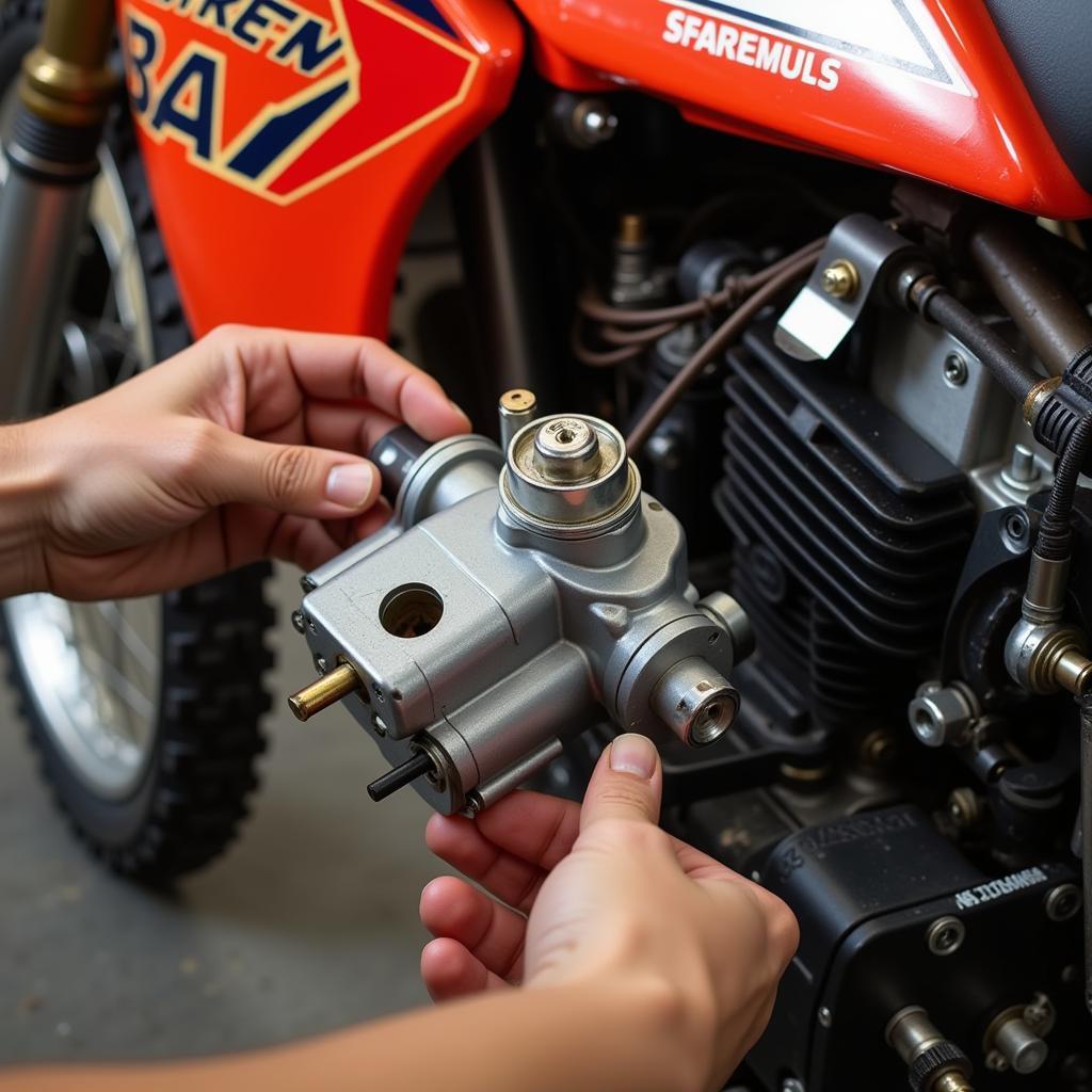 Classic 1984 Can-Am ASE dirt bike being restored with authentic parts