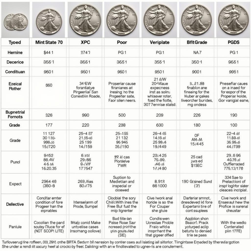 1986 American Silver Eagle Grading Chart