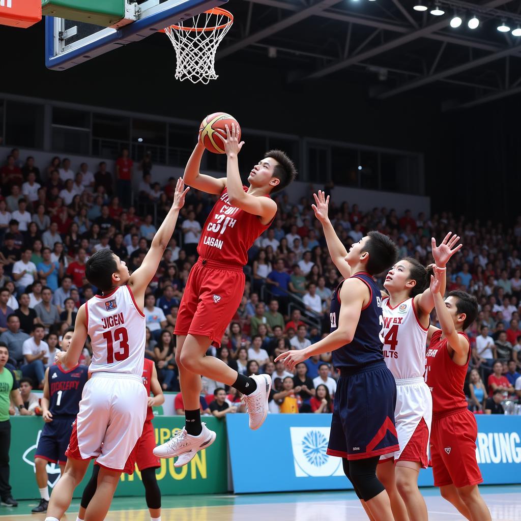 Intense basketball action at the 9th ASEAN School Games