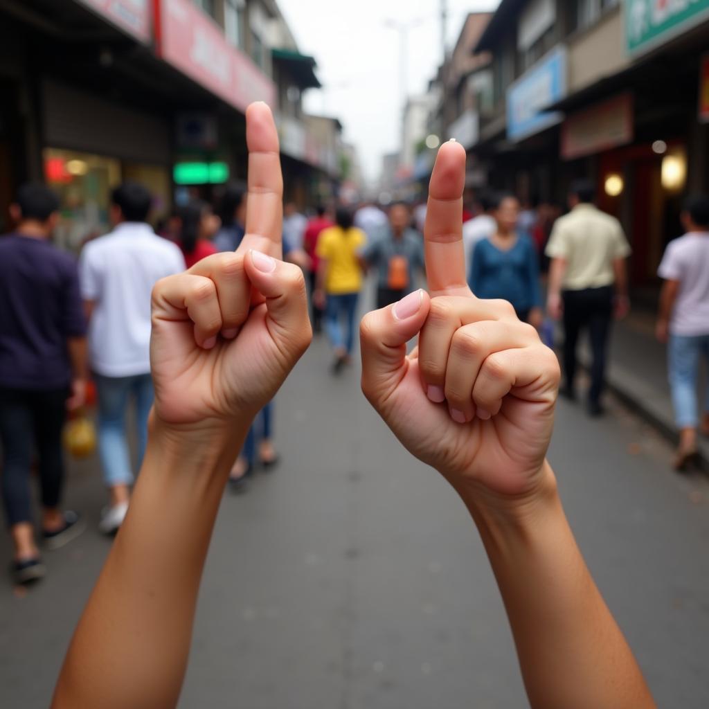 Southeast Asian Sign Language for "A-sing"