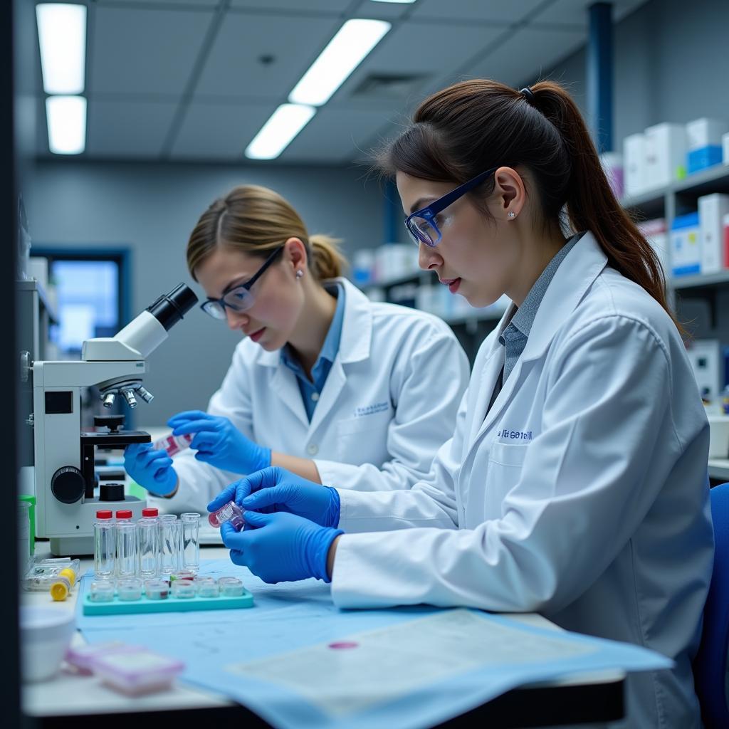 AAMLT members analyzing samples in a modern laboratory