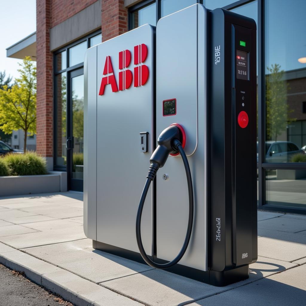 ABB electric vehicle charger at a charging station in Canada