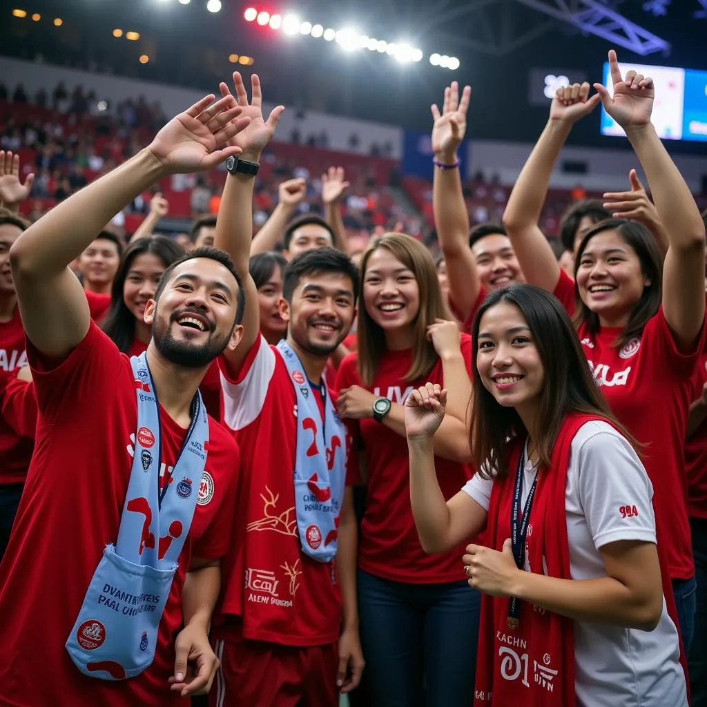 Fans from various ASEAN nations cheering during an ABL 2019 game