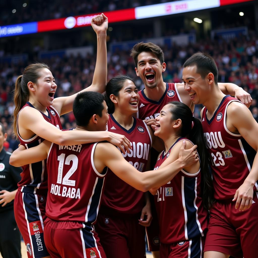 ASEAN Basketball League Team Celebrating a Victory