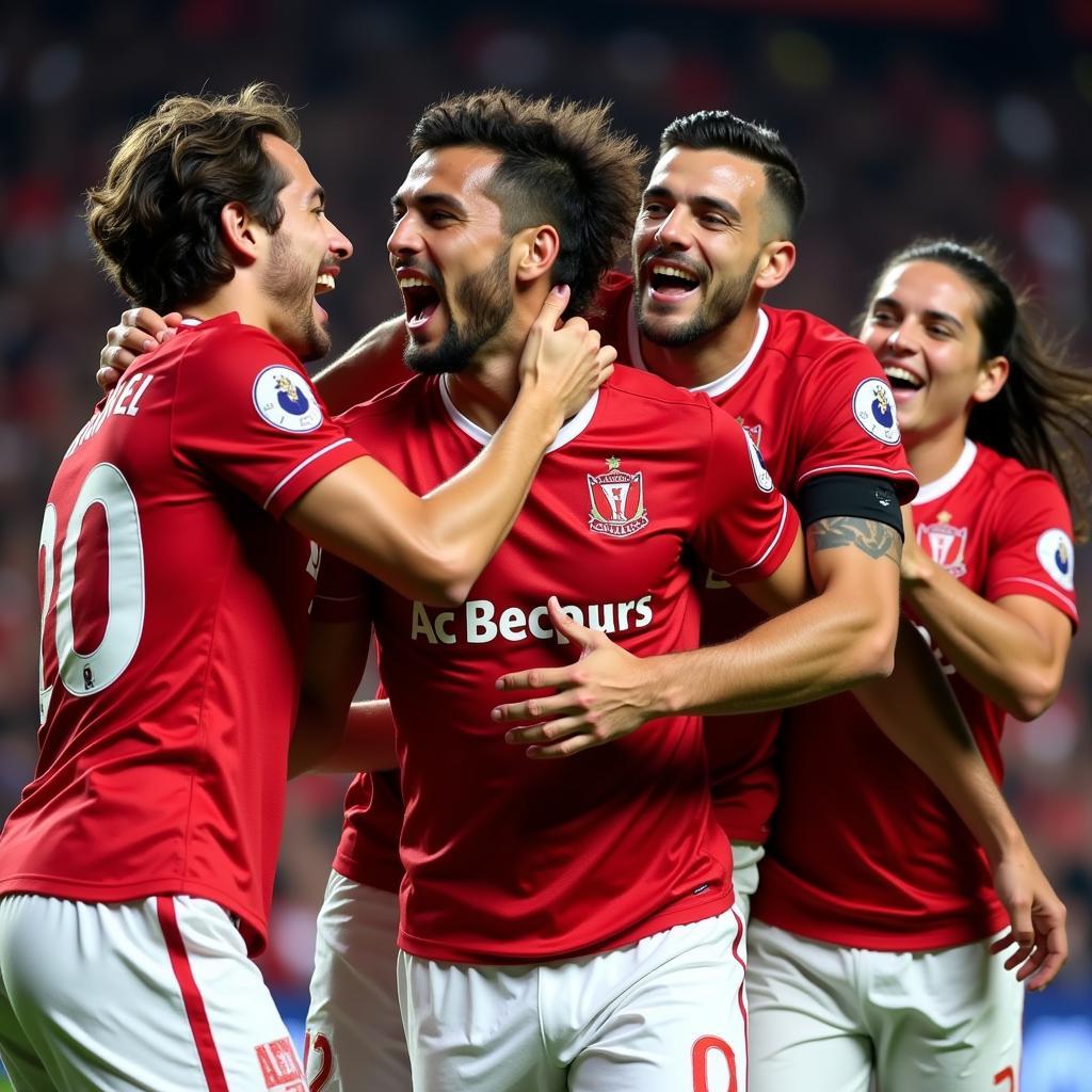 AC Ajaccio Players Celebrating