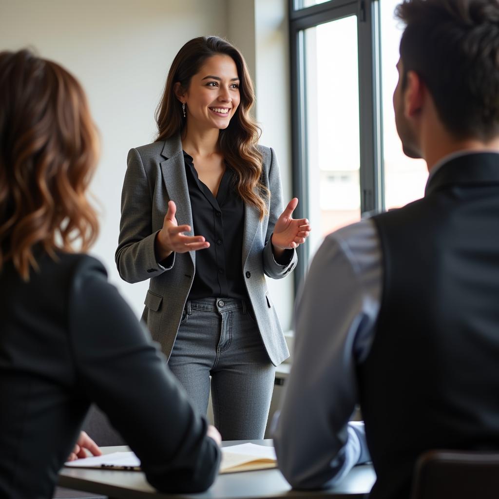 Candidate participating in a panel interview