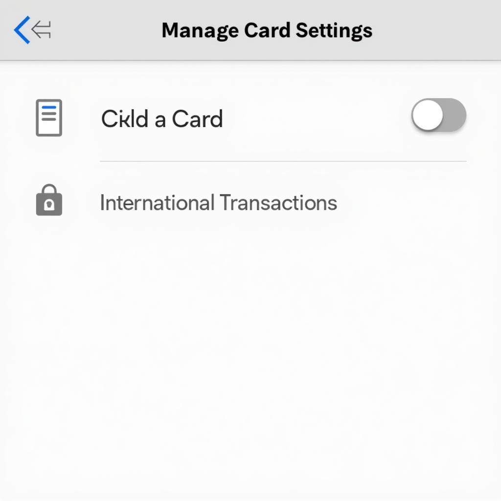 Screenshot of a mobile banking app with highlighted option to activate international transactions