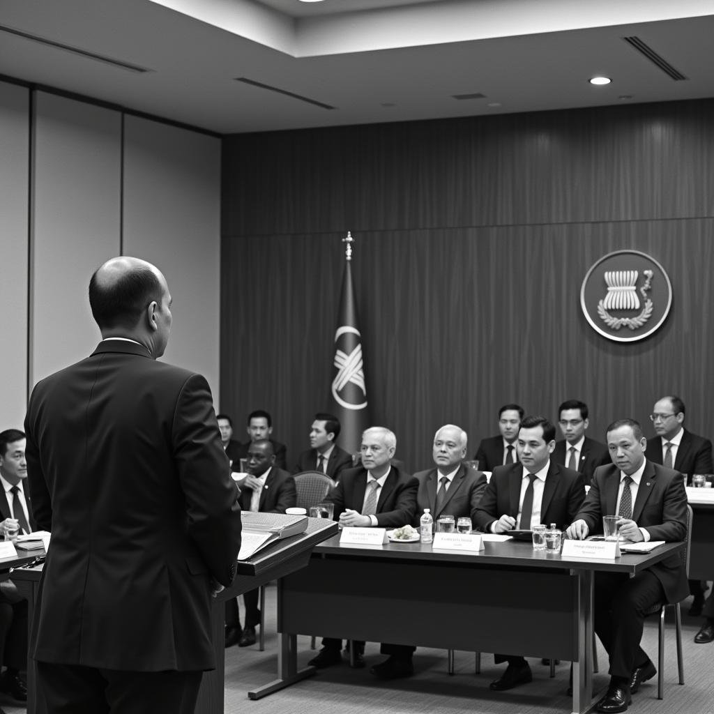 Adam Malik delivering a speech at an ASEAN meeting