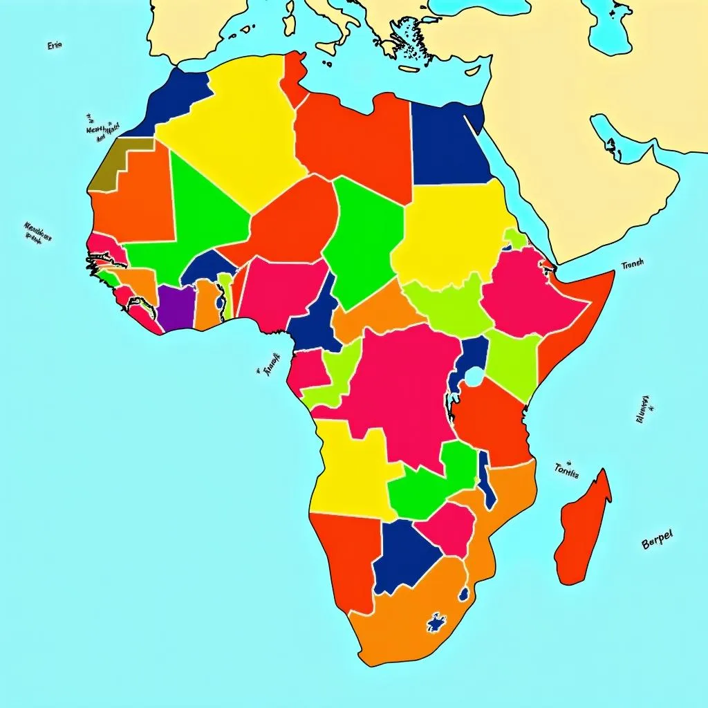 Map of Africa with highlighted countries