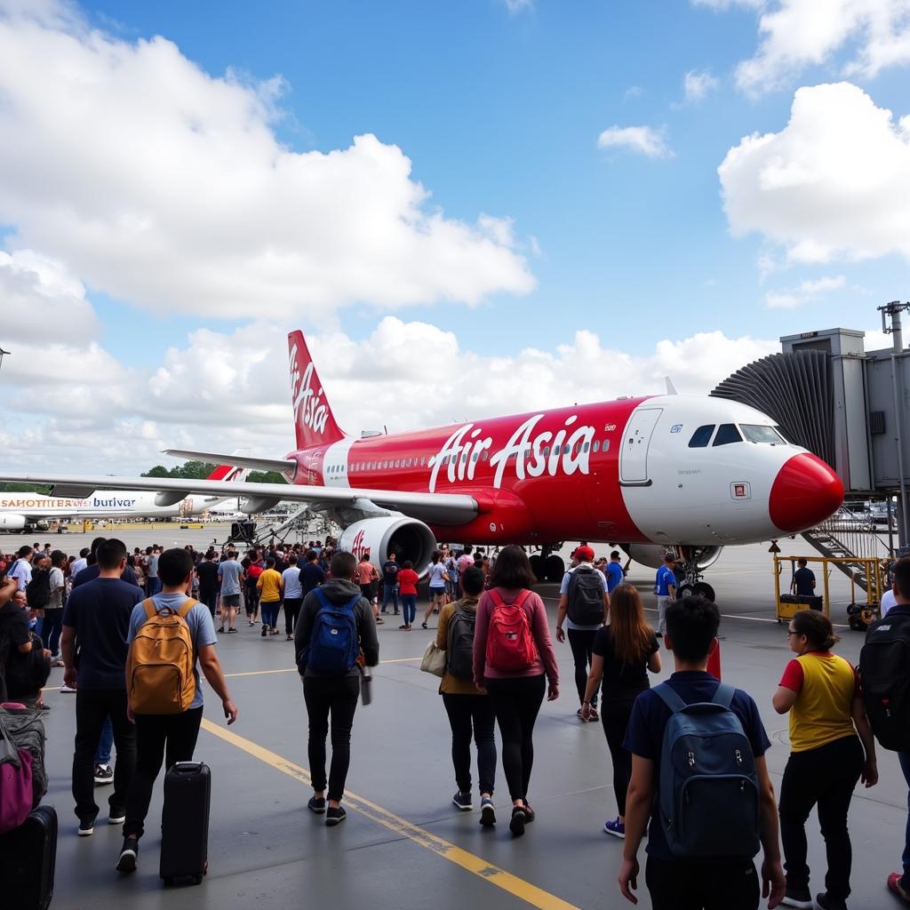 Passengers Boarding an Air Asia Flight