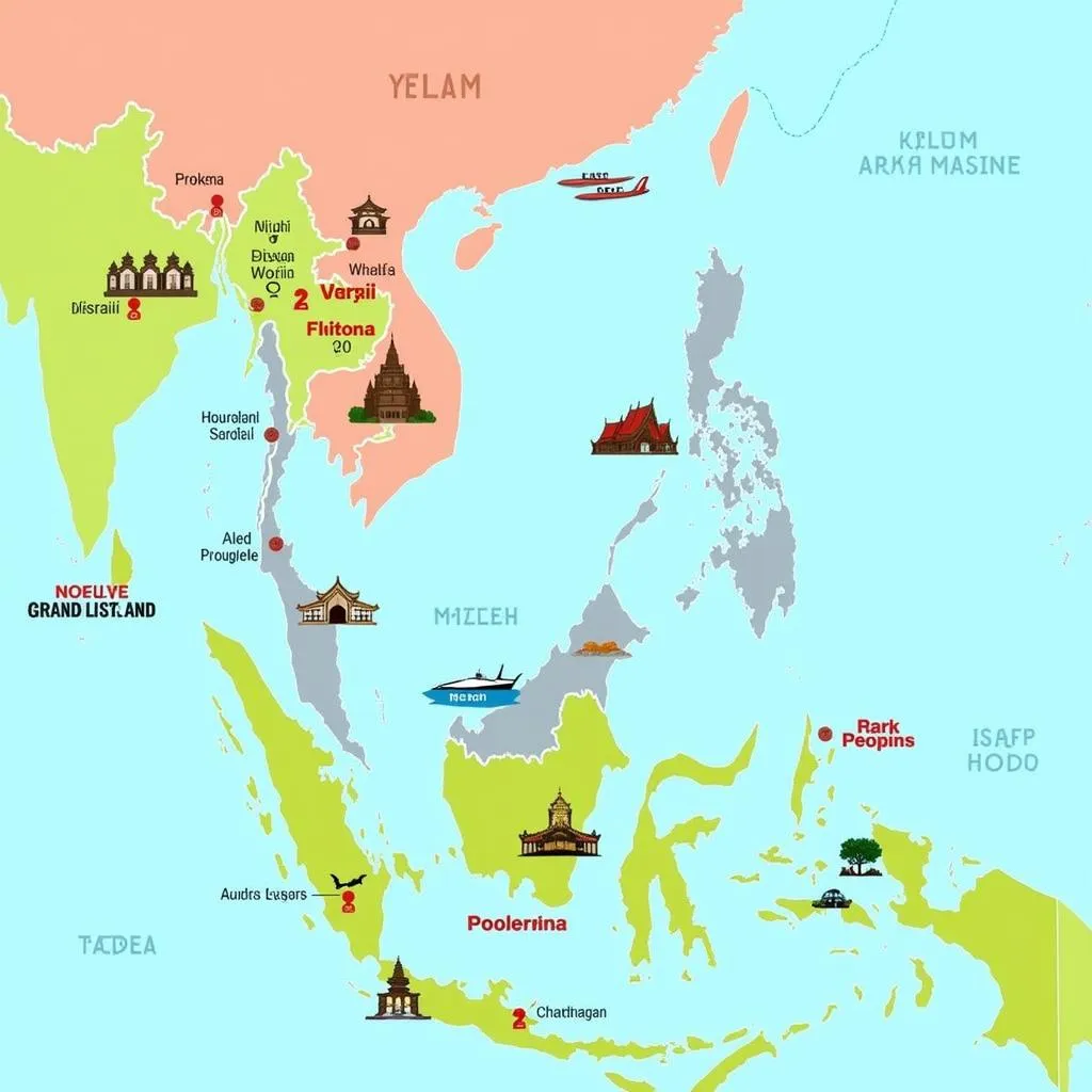 Map Highlighting AirAsia Destinations in Southeast Asia