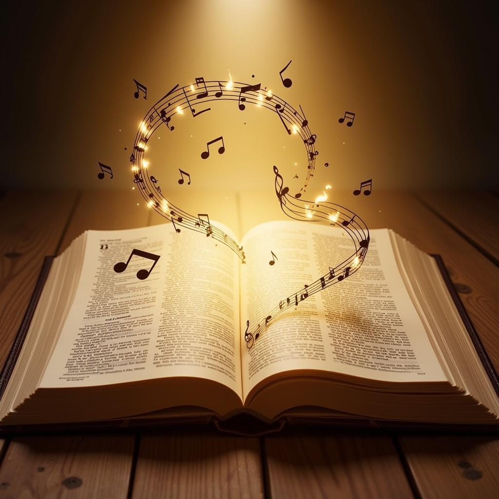 Open Bible with Musical Notes