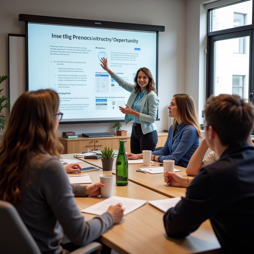 An intern delivering a presentation to AMRO staff