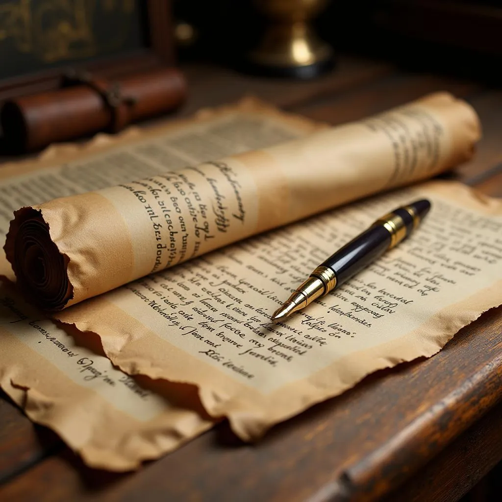 Ancient Scroll and Quill Pen