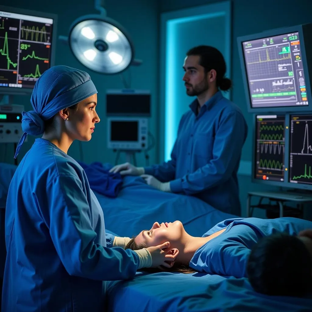 Anesthesiologist Monitoring Patient