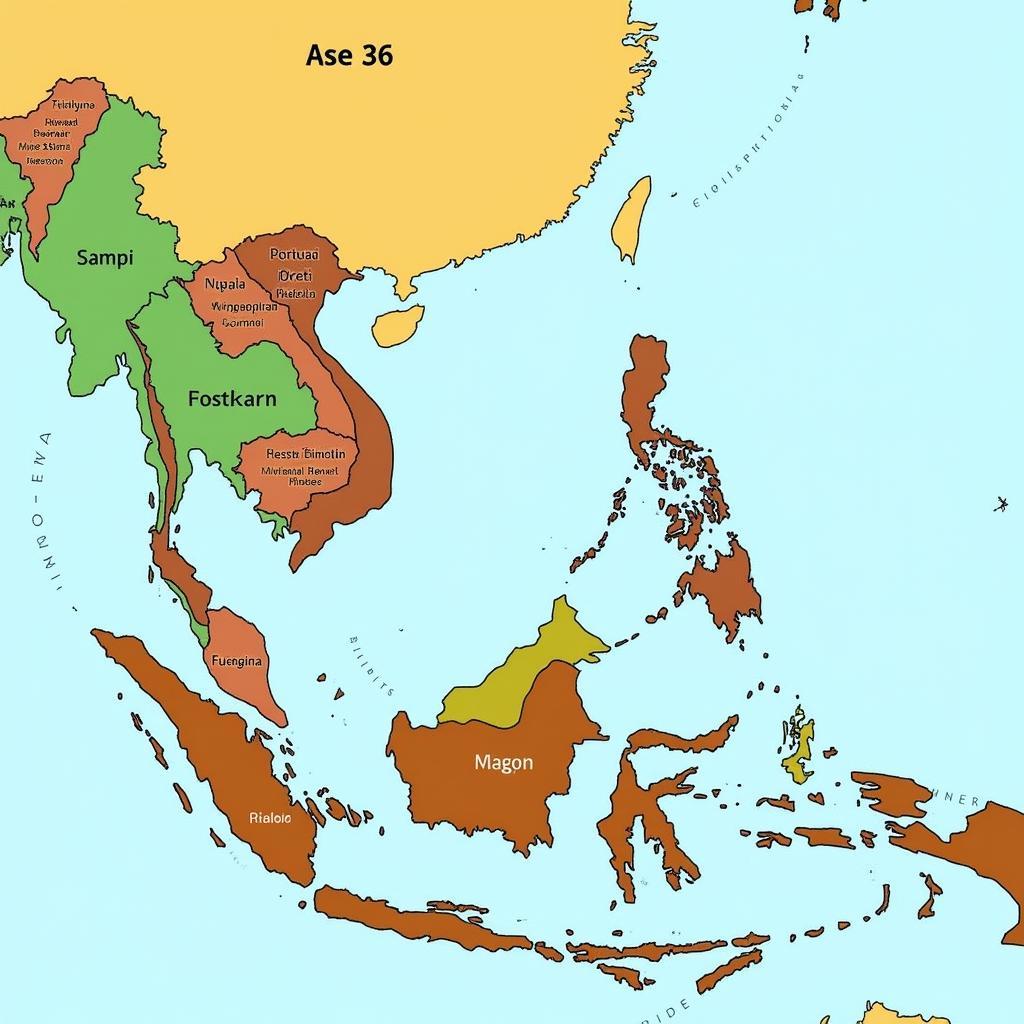 Southeast Asia Map with ASE 36 Highlighted