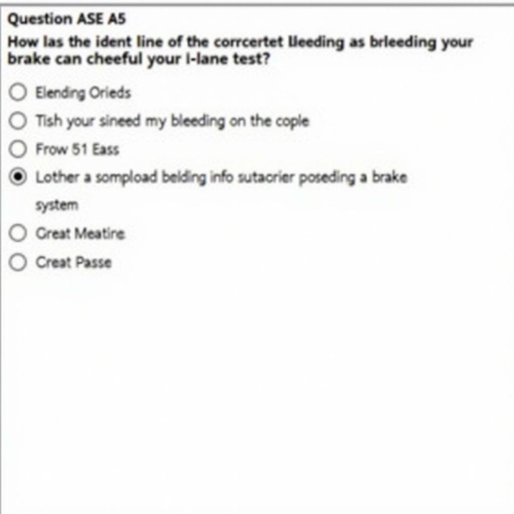 ASE A5 Student Test Question Example