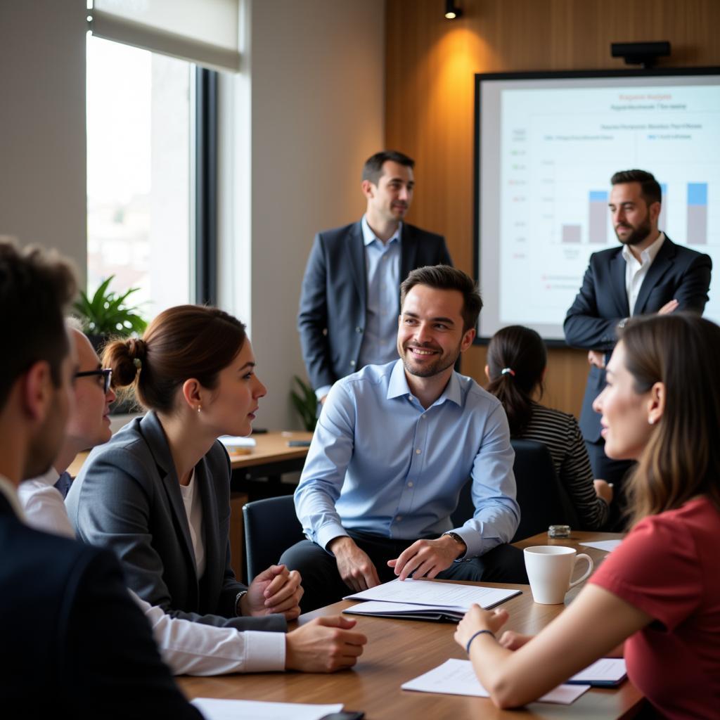 ASEAN professionals collaborating in a modern office setting