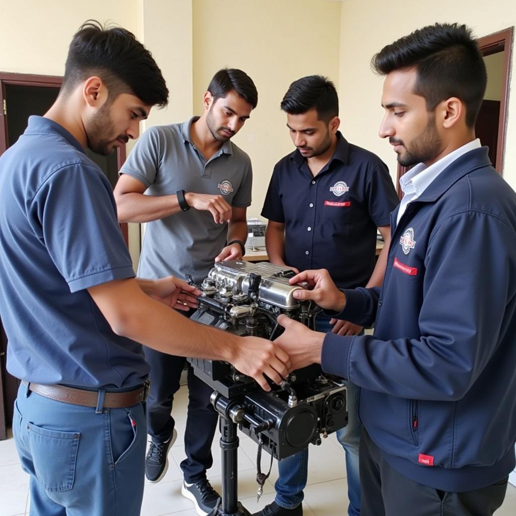 ASE Academy Faridabad Students Working on Car