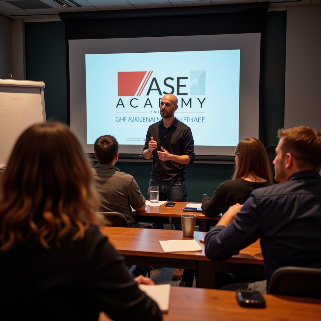 Industry expert leading a workshop at ase academy