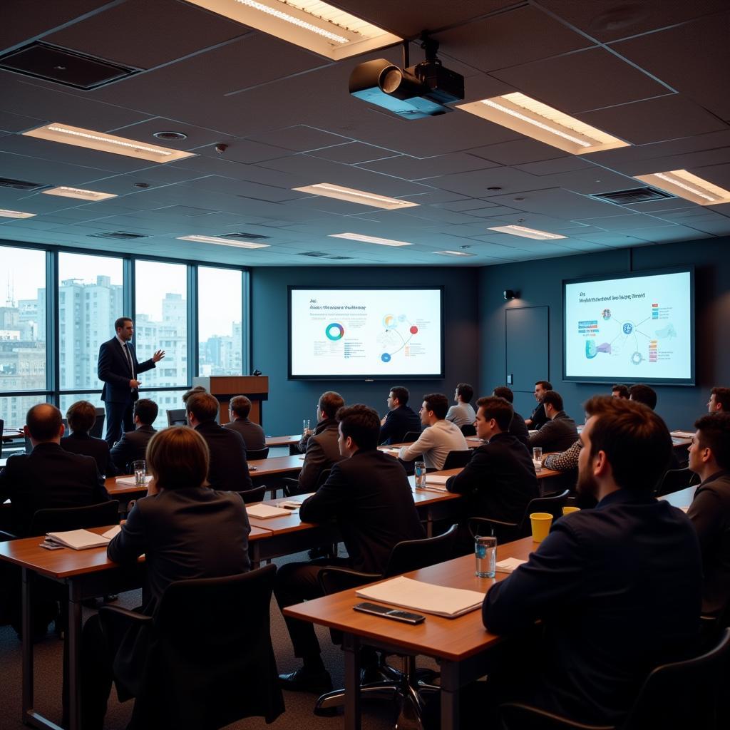 Students engaged in a lecture at ASE Bucharest