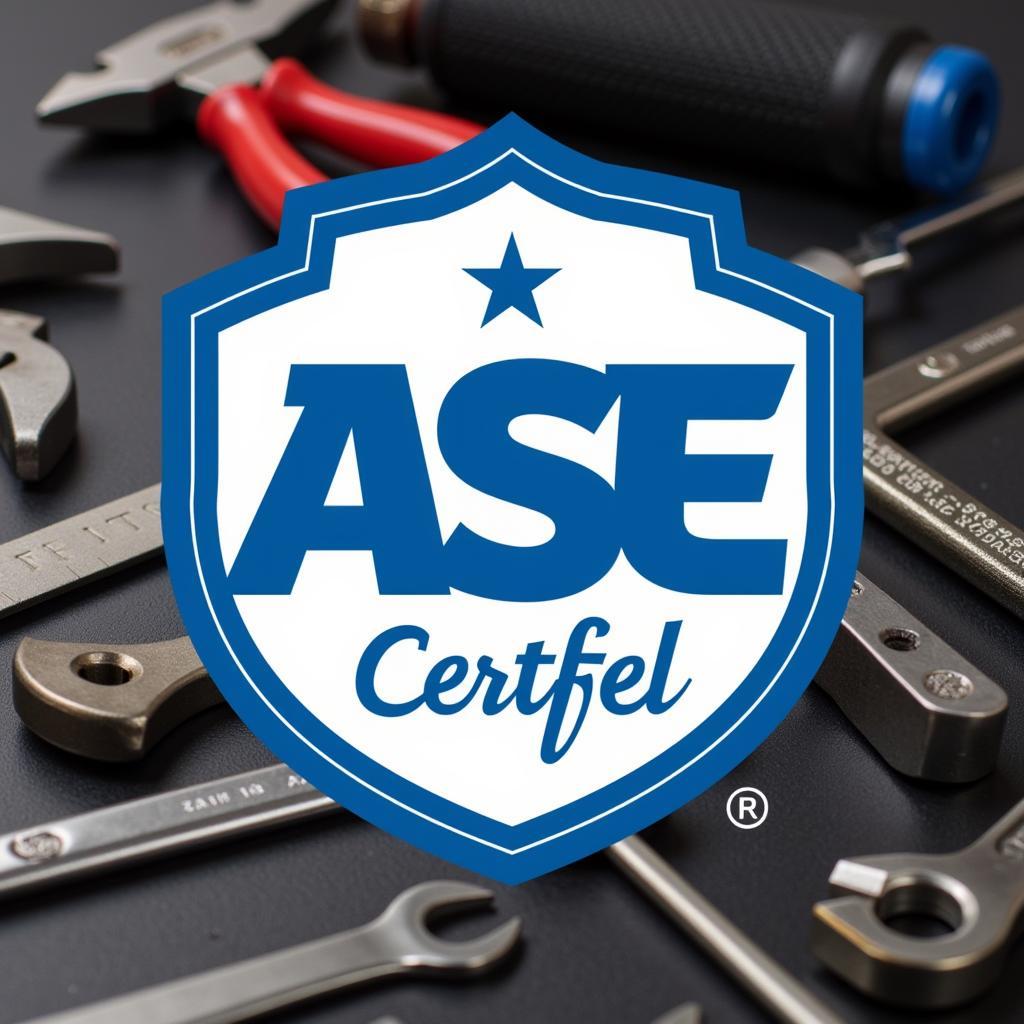 ASE Certification Logo and Automotive Tools