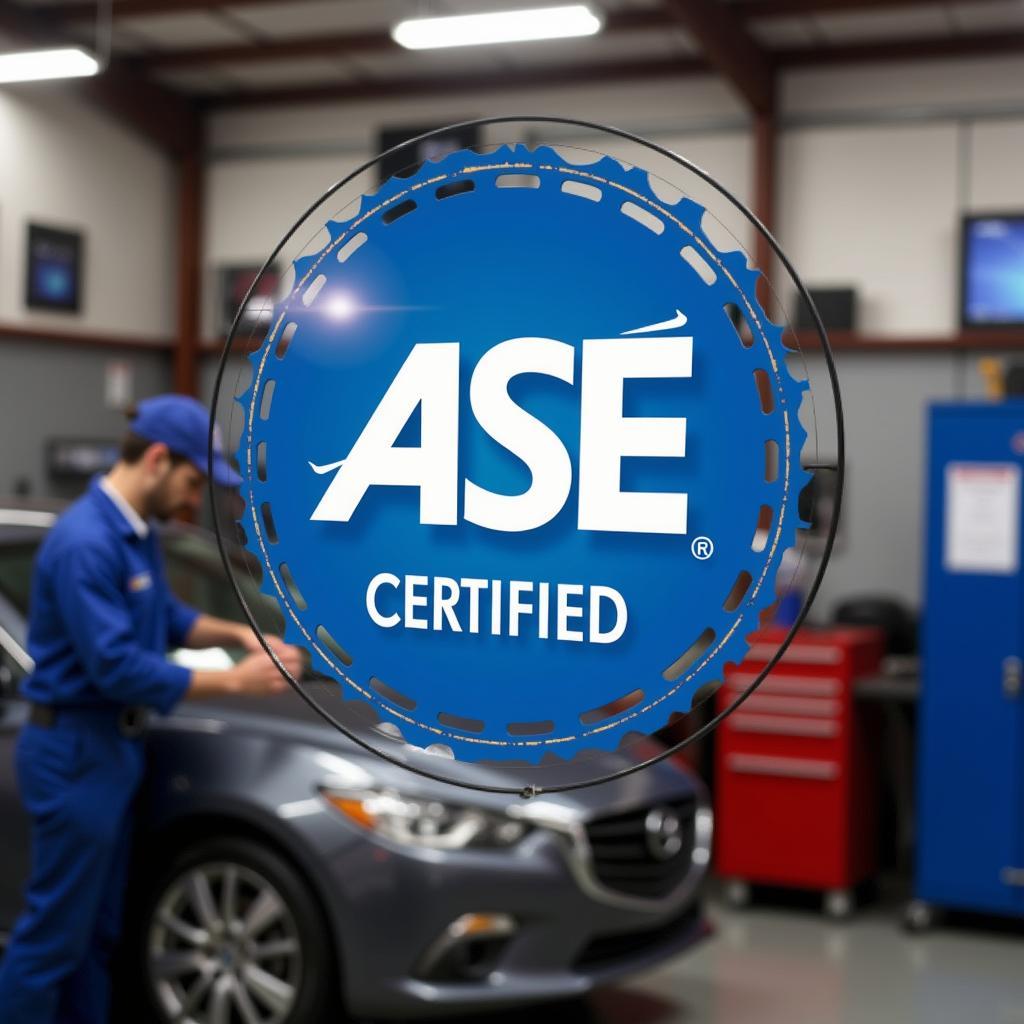 ASE Certification Logo Displayed in a Repair Shop