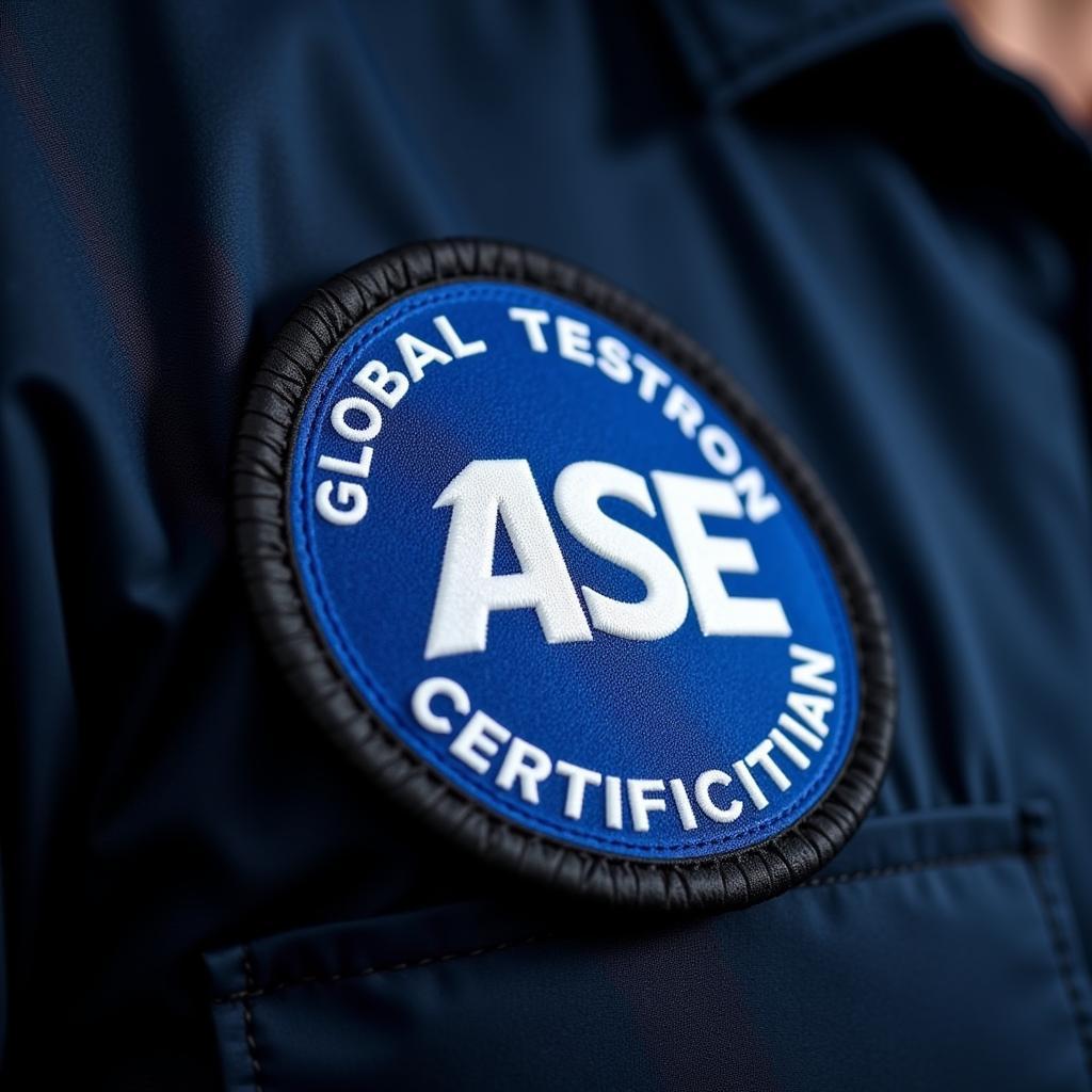 ASE Certification Logo on a Mechanic Uniform