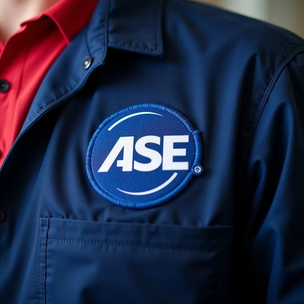 ASE Certification Logo on Mechanic Uniform