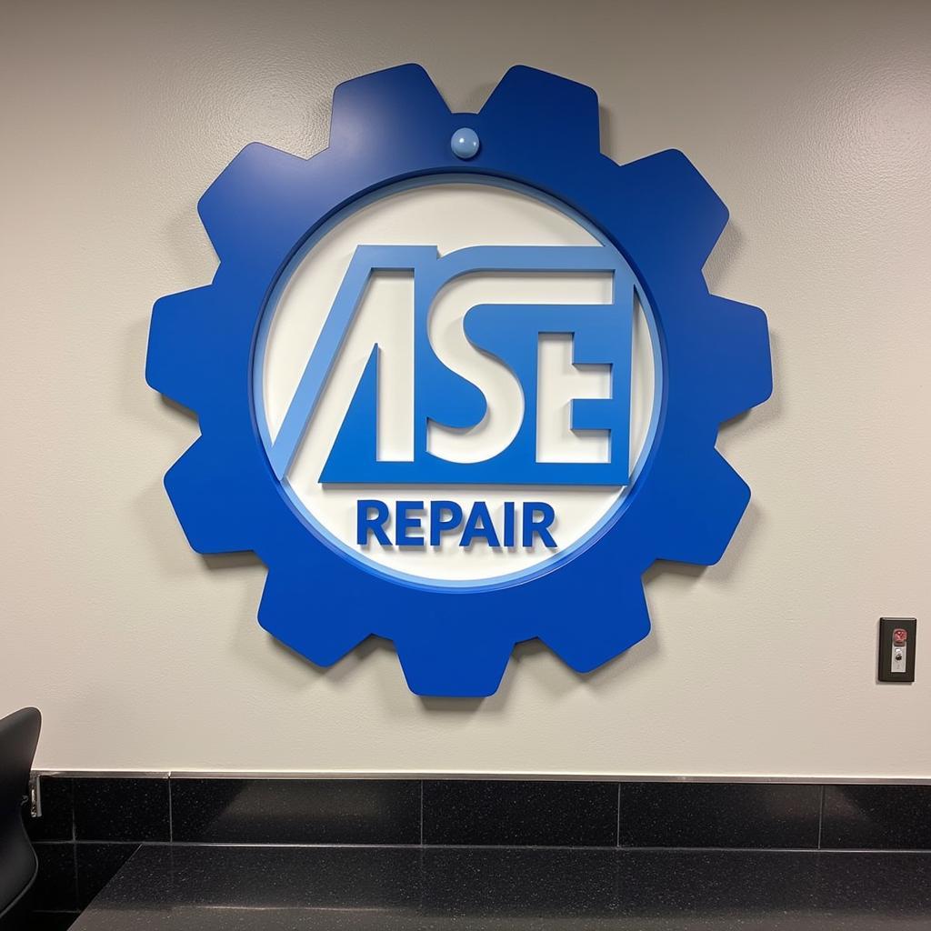 ASE Certification Logo Displayed on a Shop Wall