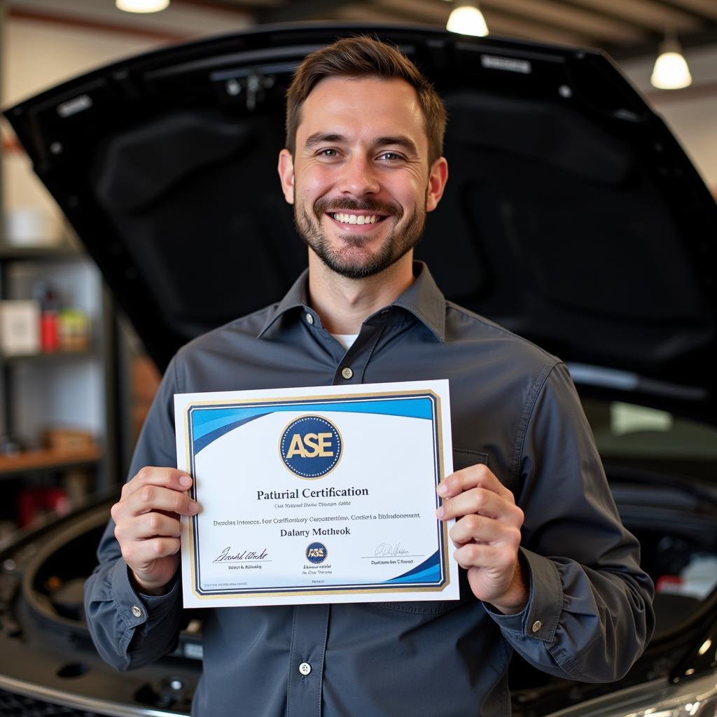 A Certified Mechanic Working on an Engine