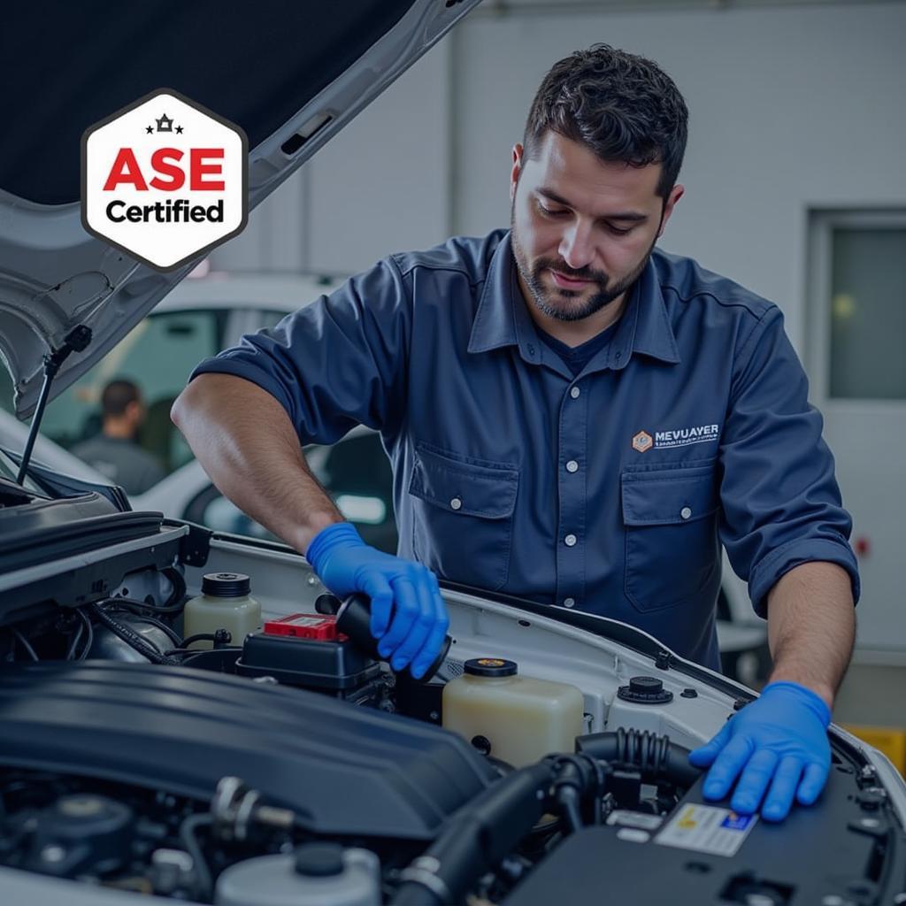 ASE Certified Mechanic Performing an Oil Change