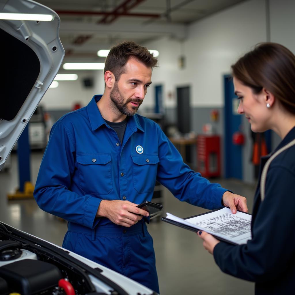 ASE Certified Mechanic Explaining Car Repairs