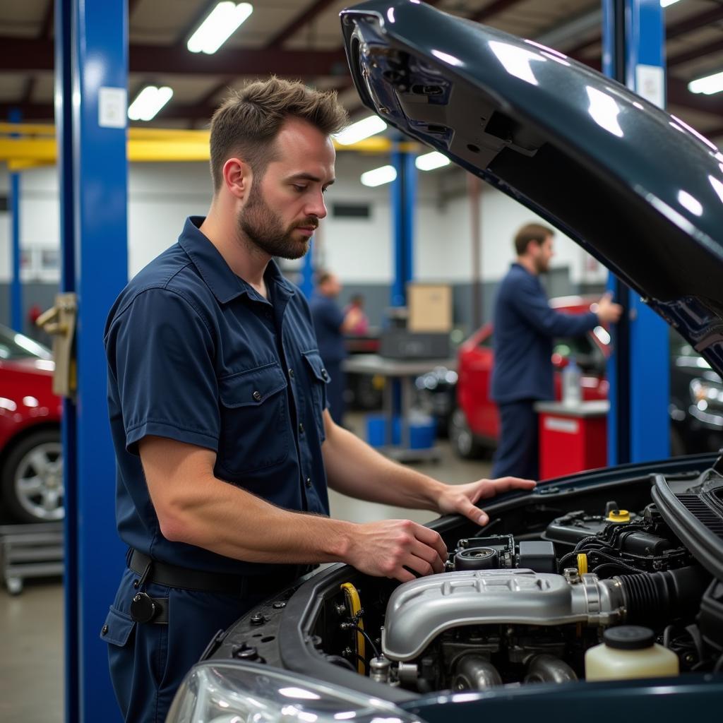 ASE Certified Mechanic in Illinois Working on a Car