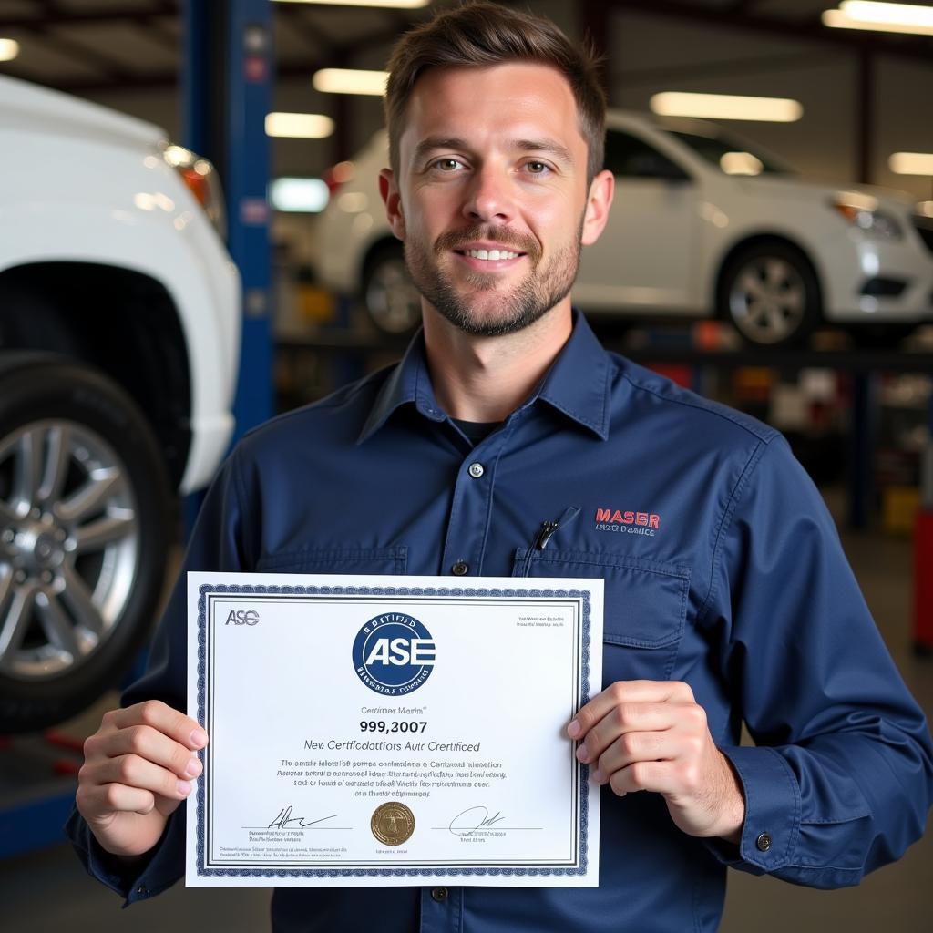 Mechanic in Murfreesboro TN holding ASE certification