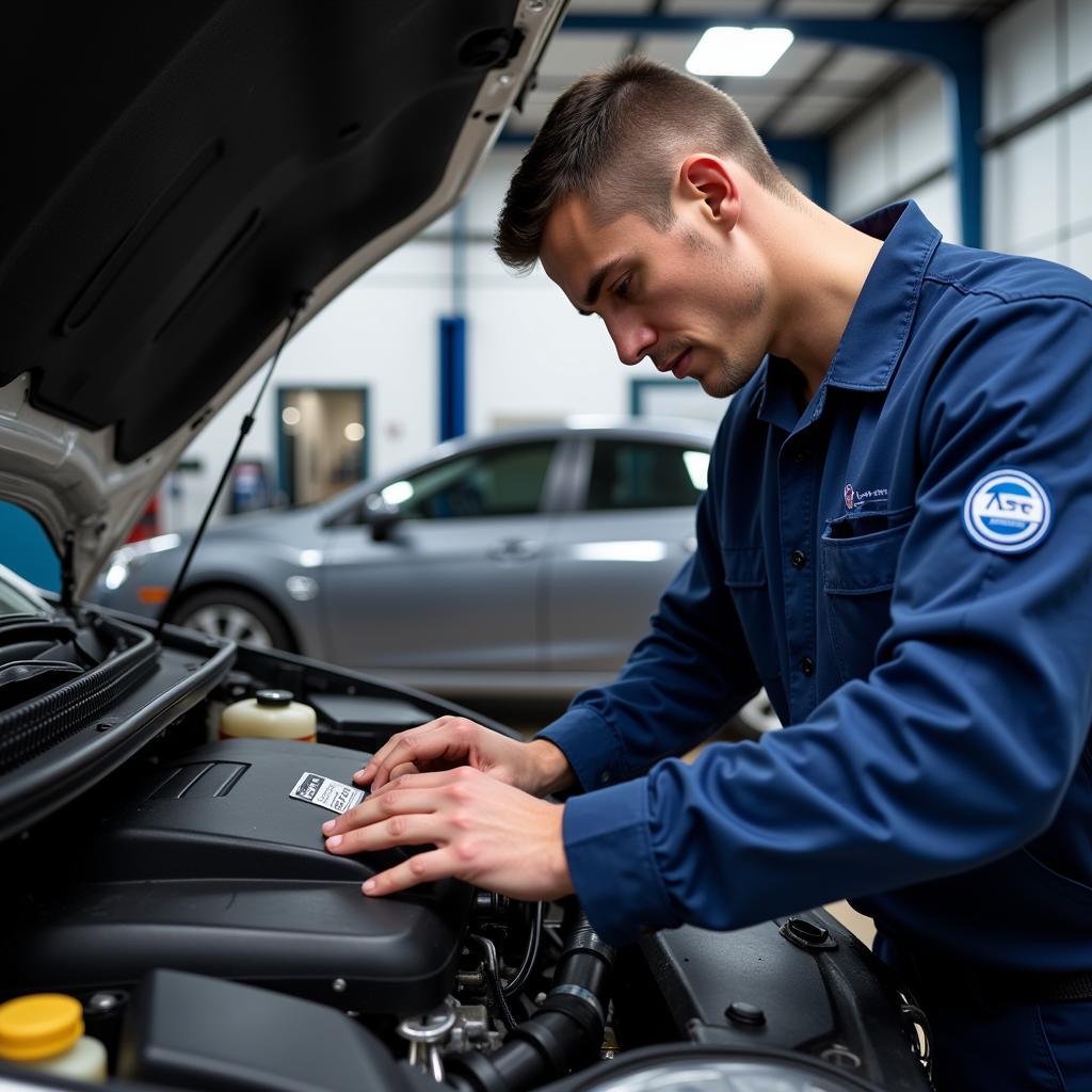 ASE Certified Mechanic Working on a Car in Webster, TX