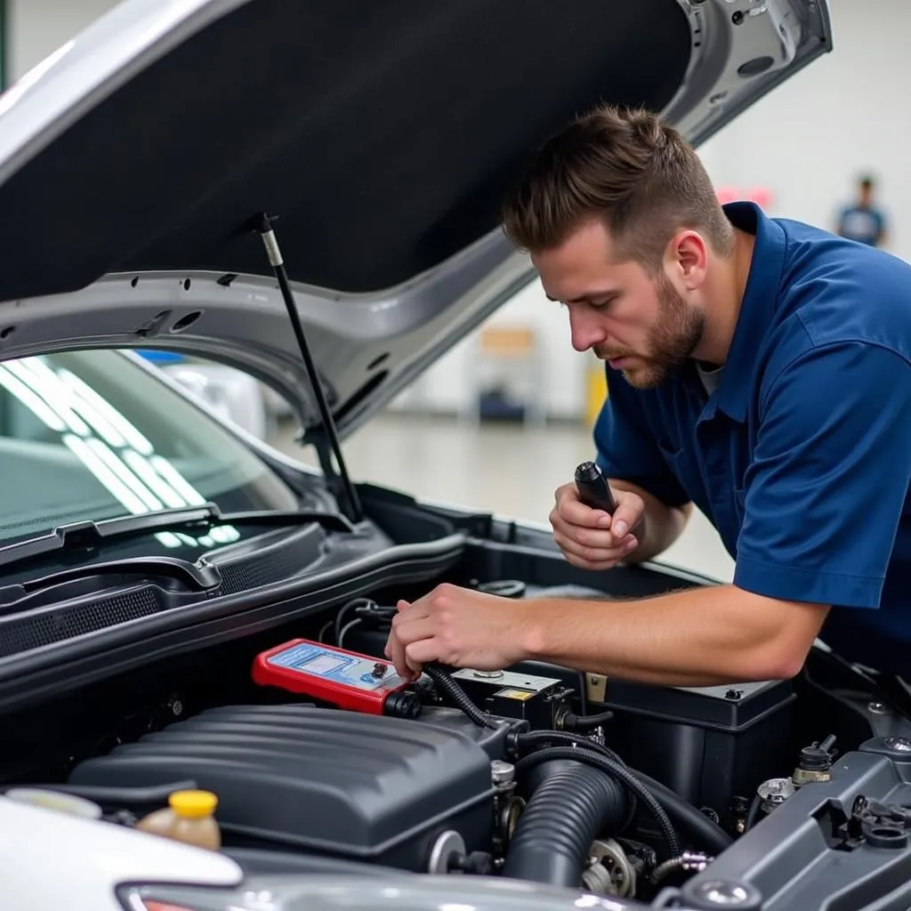 ASE Certified Mechanic Repairing a Vehicle