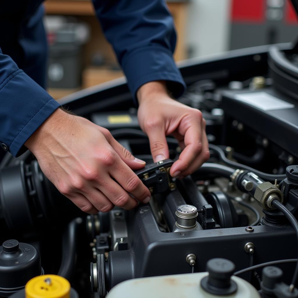 ASE Certified Mechanic Working on a Car