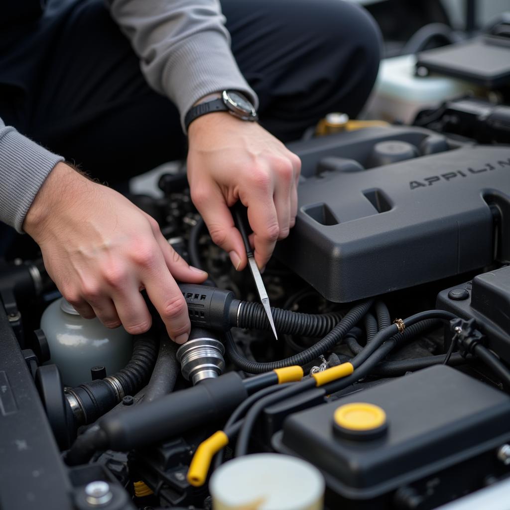 ASE certified mechanic working on a car engine