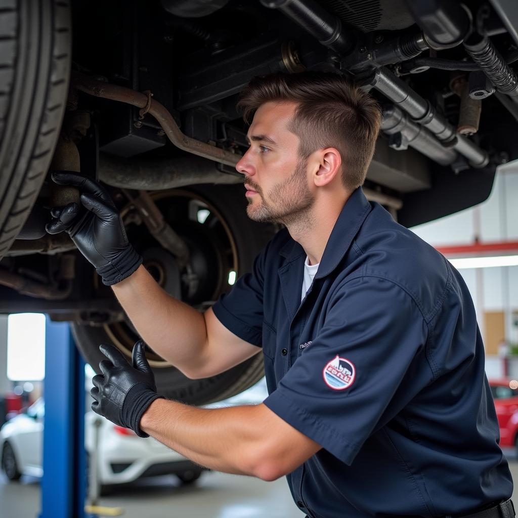 ASE Certified Mechanic Working on a Car