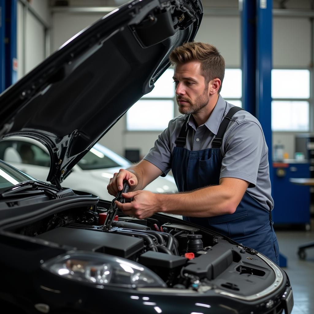 ASE Certified Mechanic Working on a Car in Metropolis, Illinois