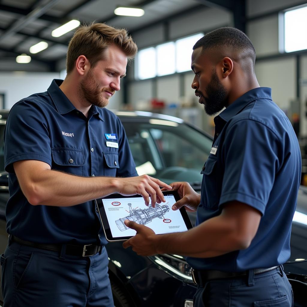 ASE-Certified Technician Explaining Repair to Customer