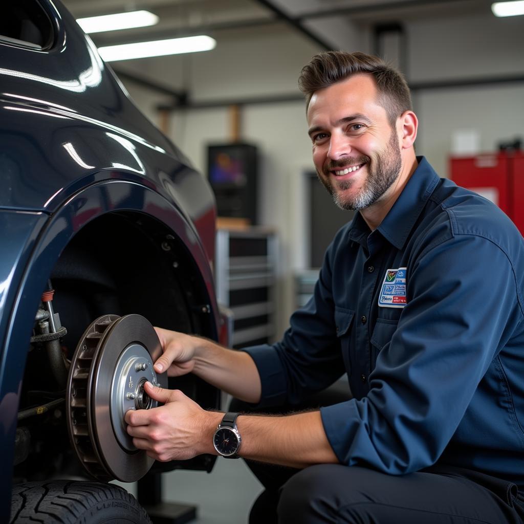 ASE certified technician working on a car in Lethbridge