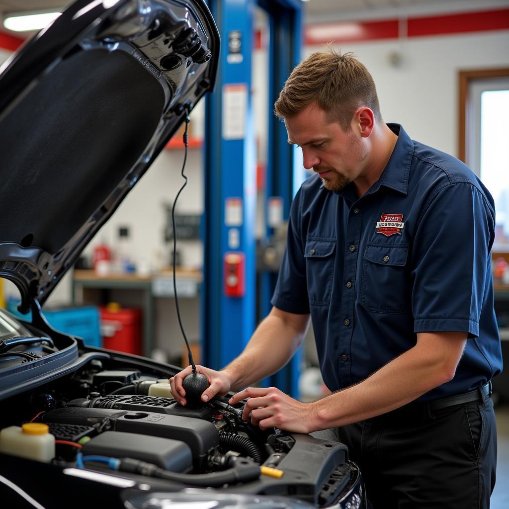 ASE Certified Technician in Red Deer Working on a Vehicle