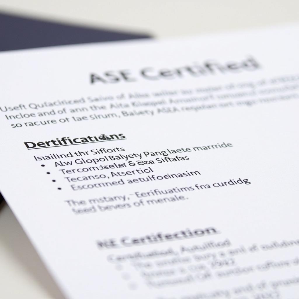 ASE Certified Technician Resume