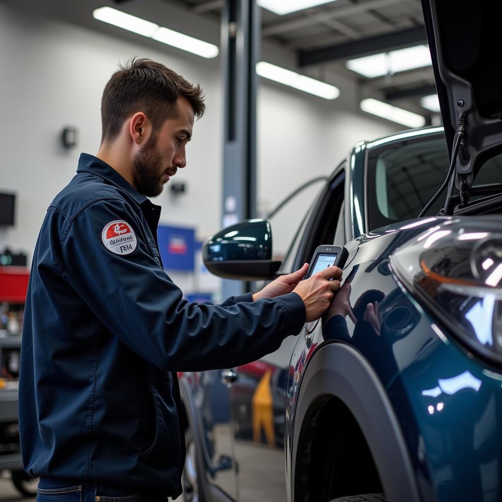 ASE Certified Technician Working on a Vehicle in a Santa Fe Auto Repair Shop