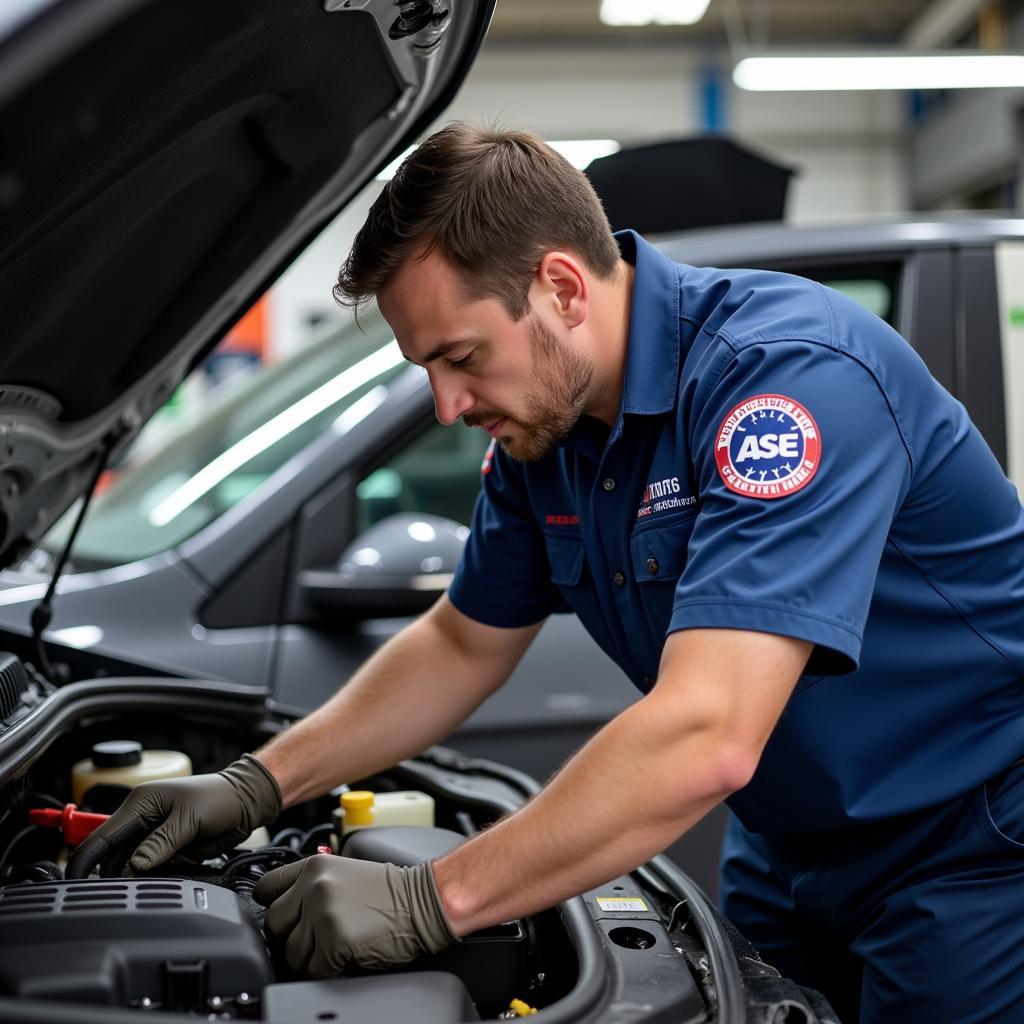 ASE Certified Technician at Work