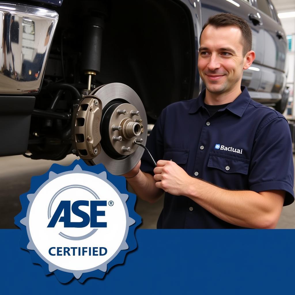 ASE Certified Technician Performing Brake Service