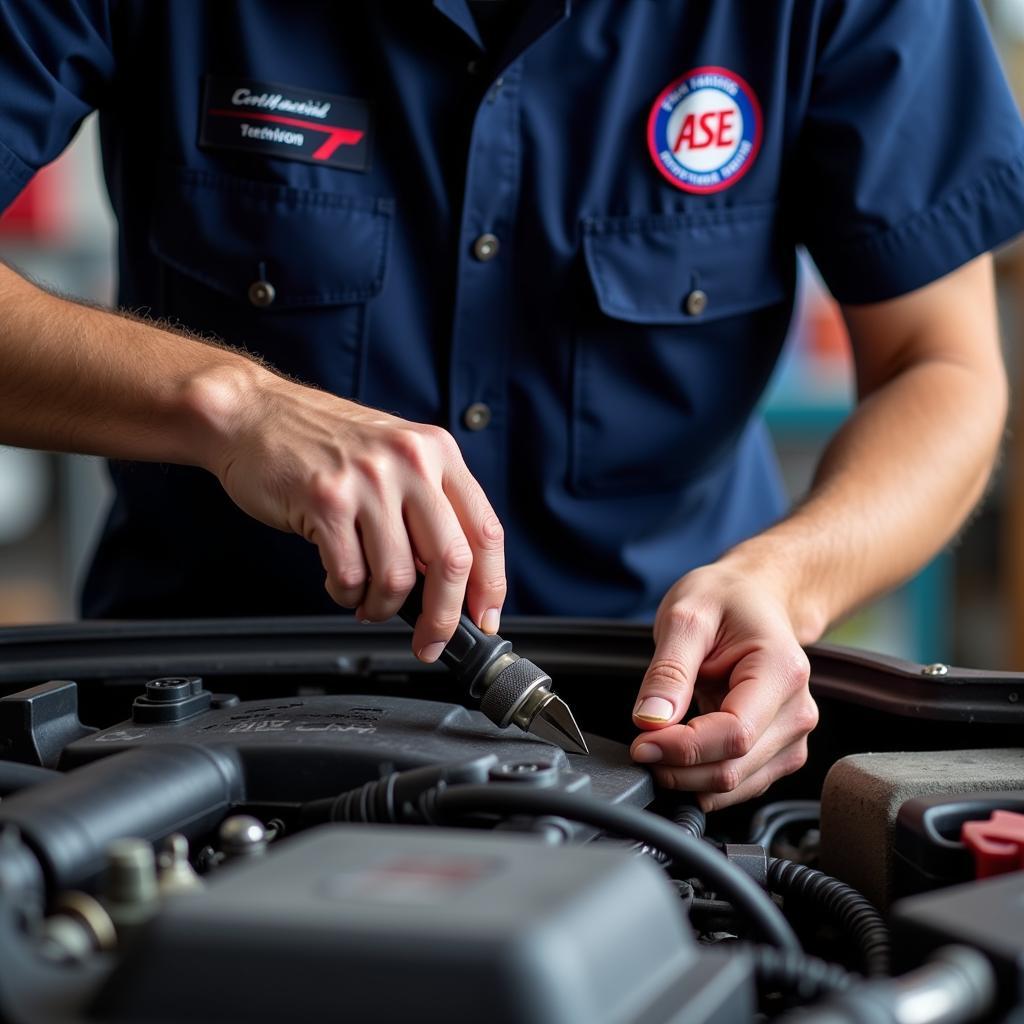 ASE Certified Technician at Work